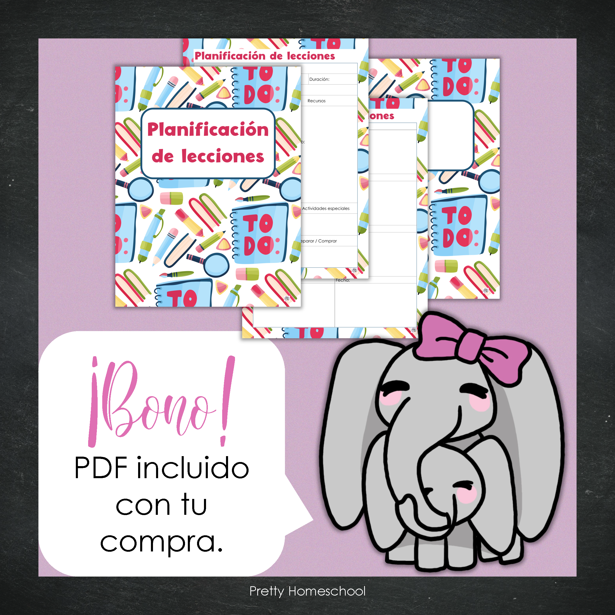 Libreta de Planes Homeschool Impresa | Planificador Diario y Semanal para 4 Estudiantes | Versión Impresa + PDF | Diseño escolar