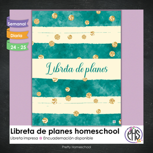 Libreta de planes homeschool / Planificación diaria o semanal / Impresa o encuadernada  / Esmeralda y oro