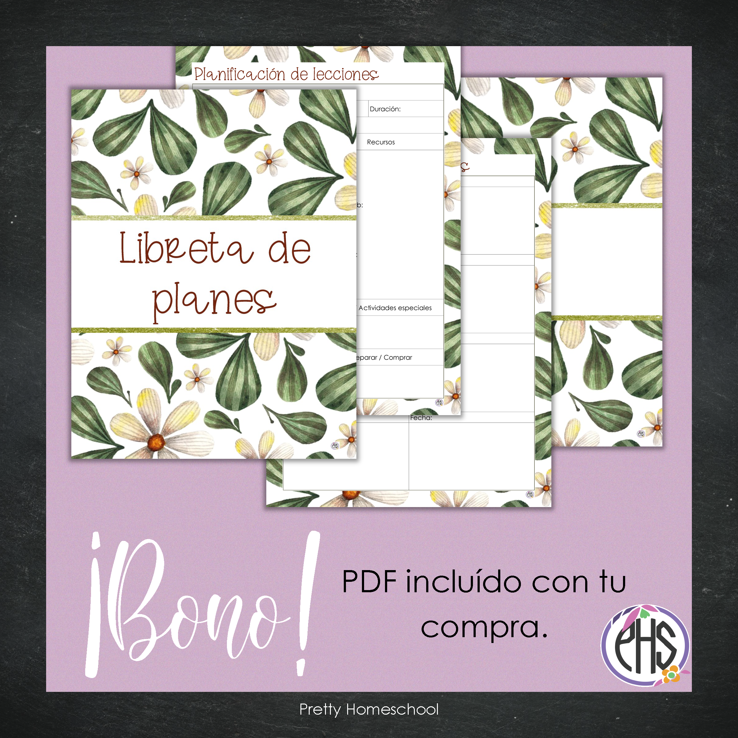 Libreta de planes homeschool / Planificación diaria o semanal / Impresa o encuadernada  / Forest