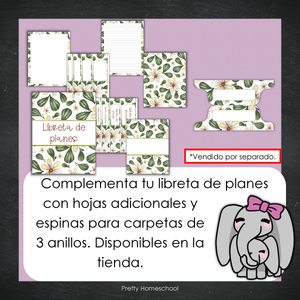 Libreta de Planes Homeschool Impresa | Planificador Diario y Semanal para 4 Estudiantes | Versión Impresa + PDF | Diseño botánico