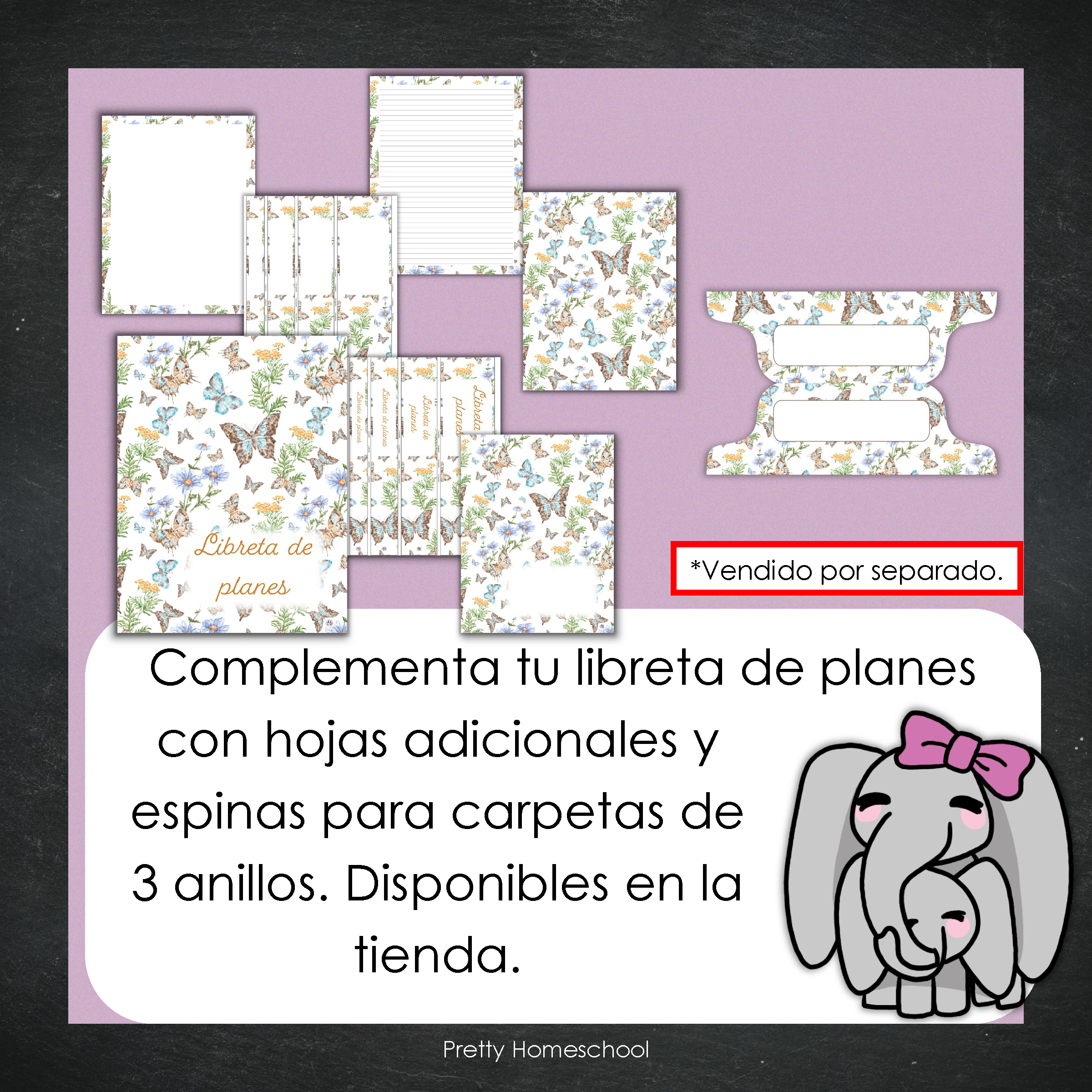 Libreta de Planes Homeschool Impresa | Planificador Diario y Semanal para 4 Estudiantes | Versión Impresa + PDF | Diseño de Mariposas