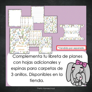 Libreta de Planes Homeschool Impresa | Planificador Diario y Semanal para 4 Estudiantes | Versión Impresa + PDF | Diseño de Mariposas