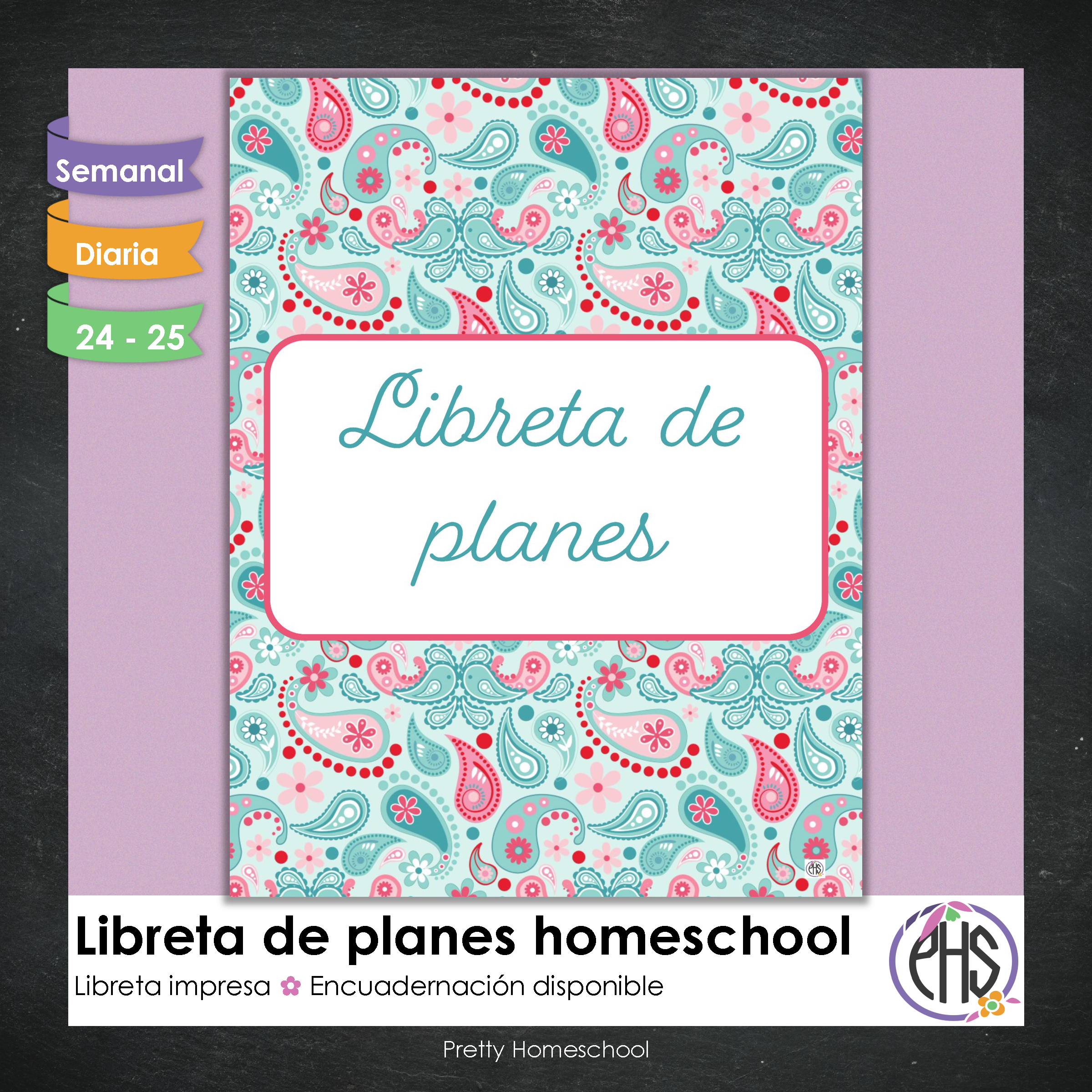 Libreta de planes homeschool / Planificación diaria o semanal / Impresa o encuadernada / Paisley