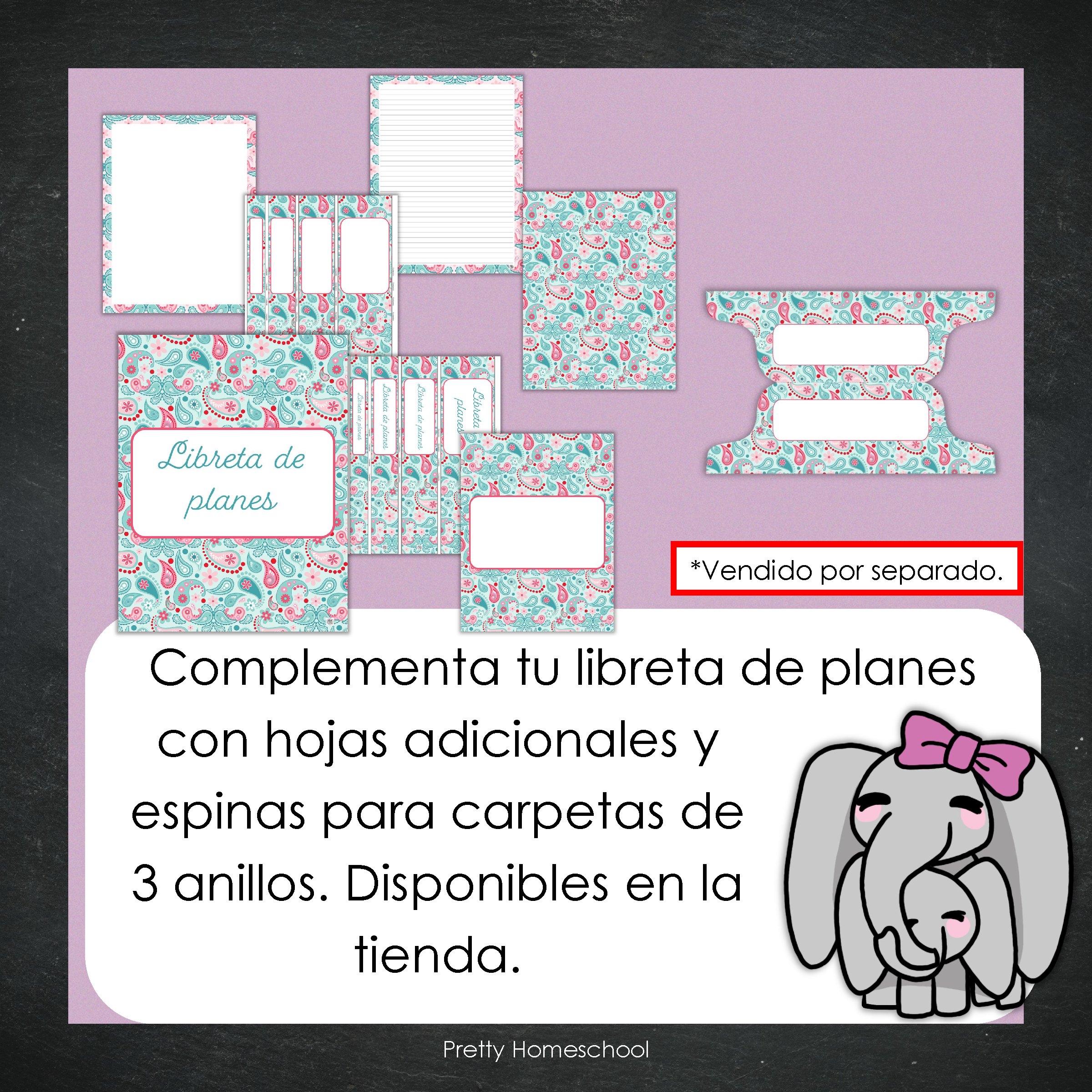 Libreta de Planes Homeschool Impresa | Planificador Diario y Semanal para 4 Estudiantes | Versión Impresa + PDF | Diseño Paisley
