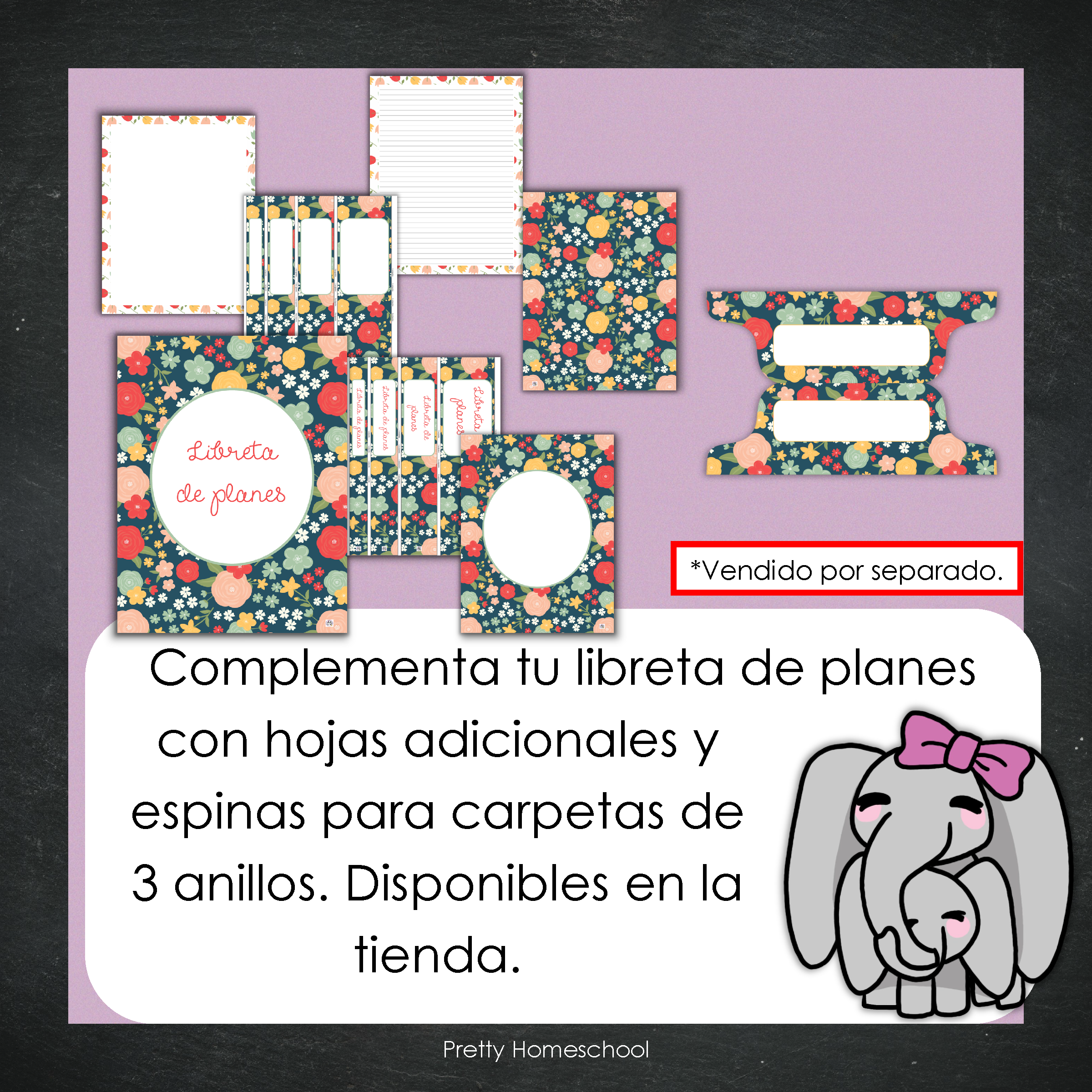 Libreta de Planes Homeschool Impresa | Planificador Diario y Semanal para 4 Estudiantes | Versión Impresa + PDF | Diseño Floral