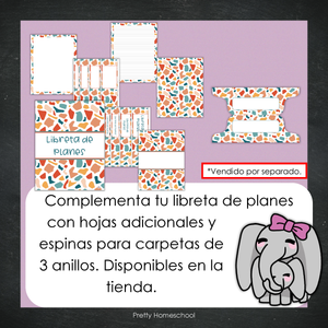 Libreta de Planes Homeschool Impresa | Planificador Diario y Semanal para 4 Estudiantes | Versión Impresa + PDF | Diseño Terrazo
