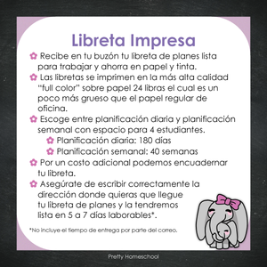 Libreta de Planes Homeschool Impresa | Planificador Diario y Semanal para 4 Estudiantes | Versión Impresa + PDF | Diseño escolar