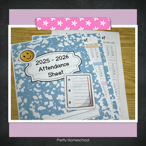 Homeschool Attendance Sheet 2025–2026 - Printable Tracker + Yearly Summary (Color & Black & White) - Blue composition