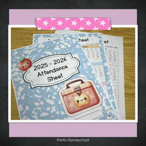 Homeschool Attendance Sheet 2025–2026 - Printable Tracker + Yearly Summary (Color & Black & White) - Blue composition