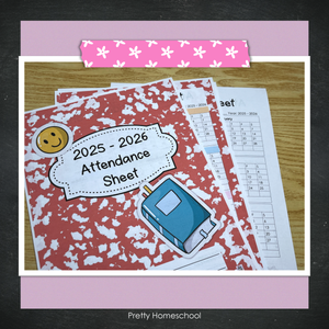 Homeschool Attendance Sheet 2025–2026 - Printable Tracker + Yearly Summary (Color & Black & White) -  Red Composition