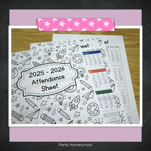Homeschool Attendance Sheet 2025–2026 - Printable Tracker + Yearly Summary (Color & Black & White) -  School Pattern