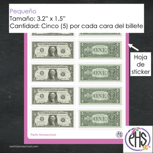 Stickers billetes de un dolar $1