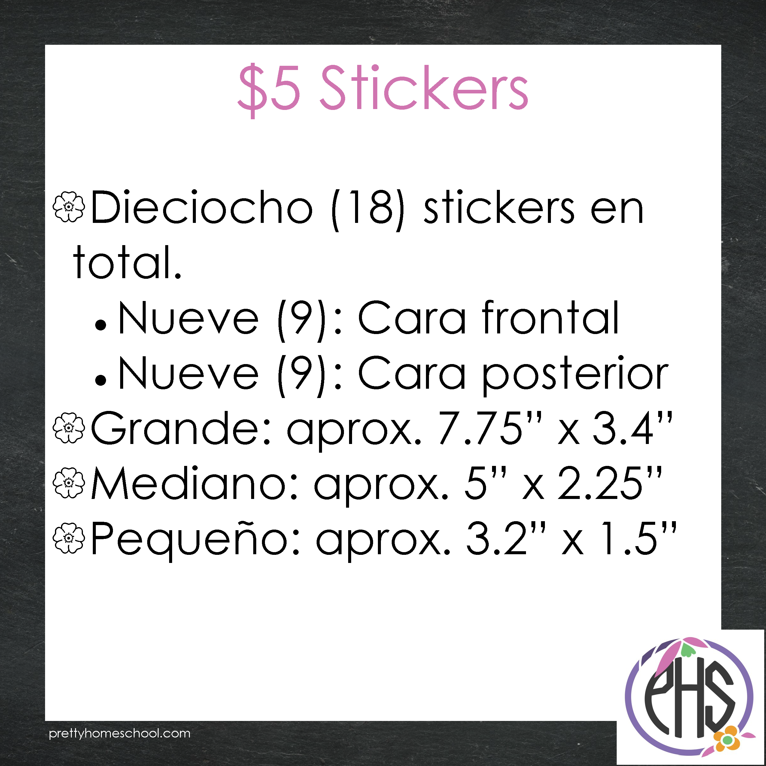 Stickers billetes de cinco dolare $5