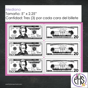 Stickers billetes de veinte dolares $20 / Blanco y negro