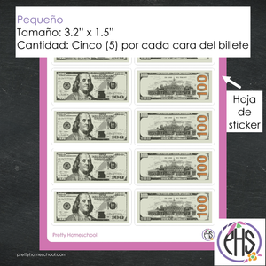 Stickers billetes de cien dolares $100