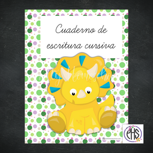 Cuaderno de escritura cursiva Dinosaurios