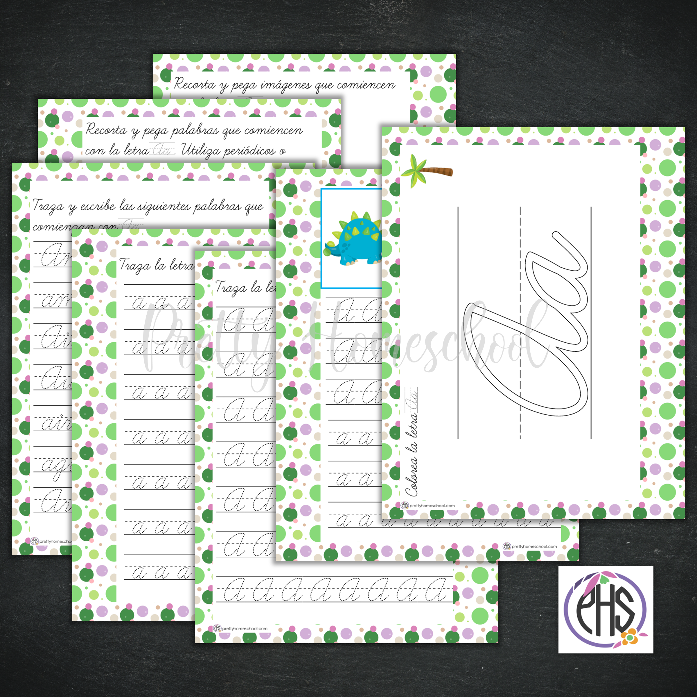 Cuaderno de escritura cursiva Dinosaurios